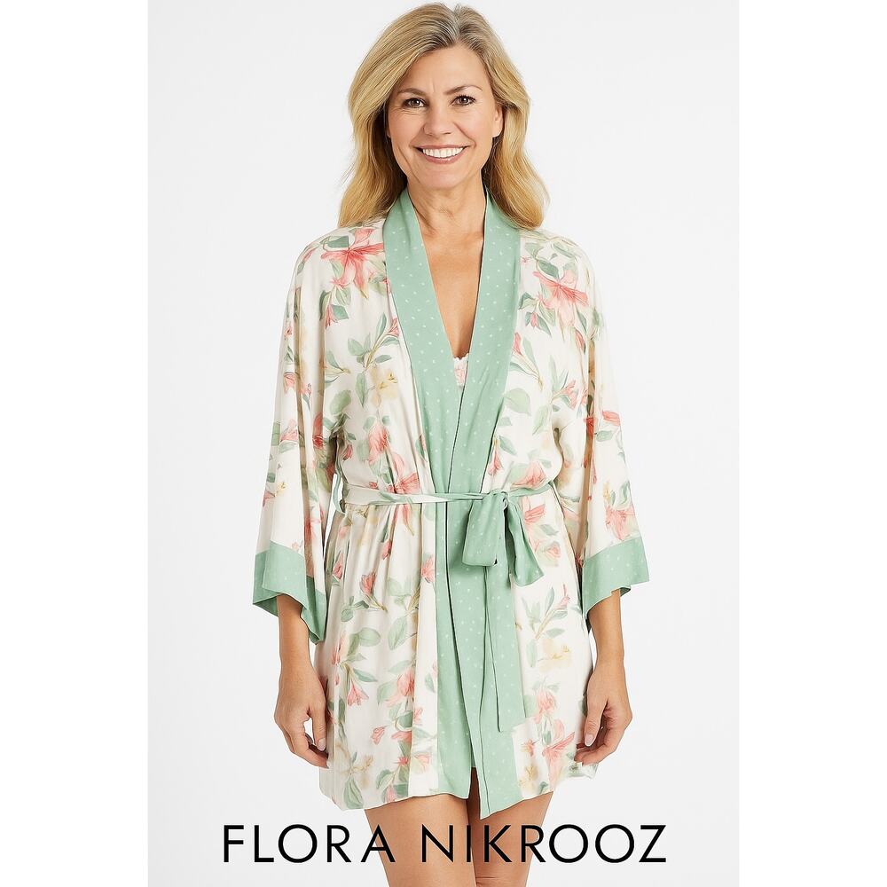Flora Nikrooz Floral Front Tie Robe, Large Size 12-14